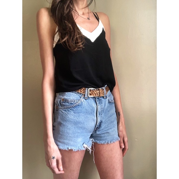 Tops - Spaghetti strap black cami with white trim